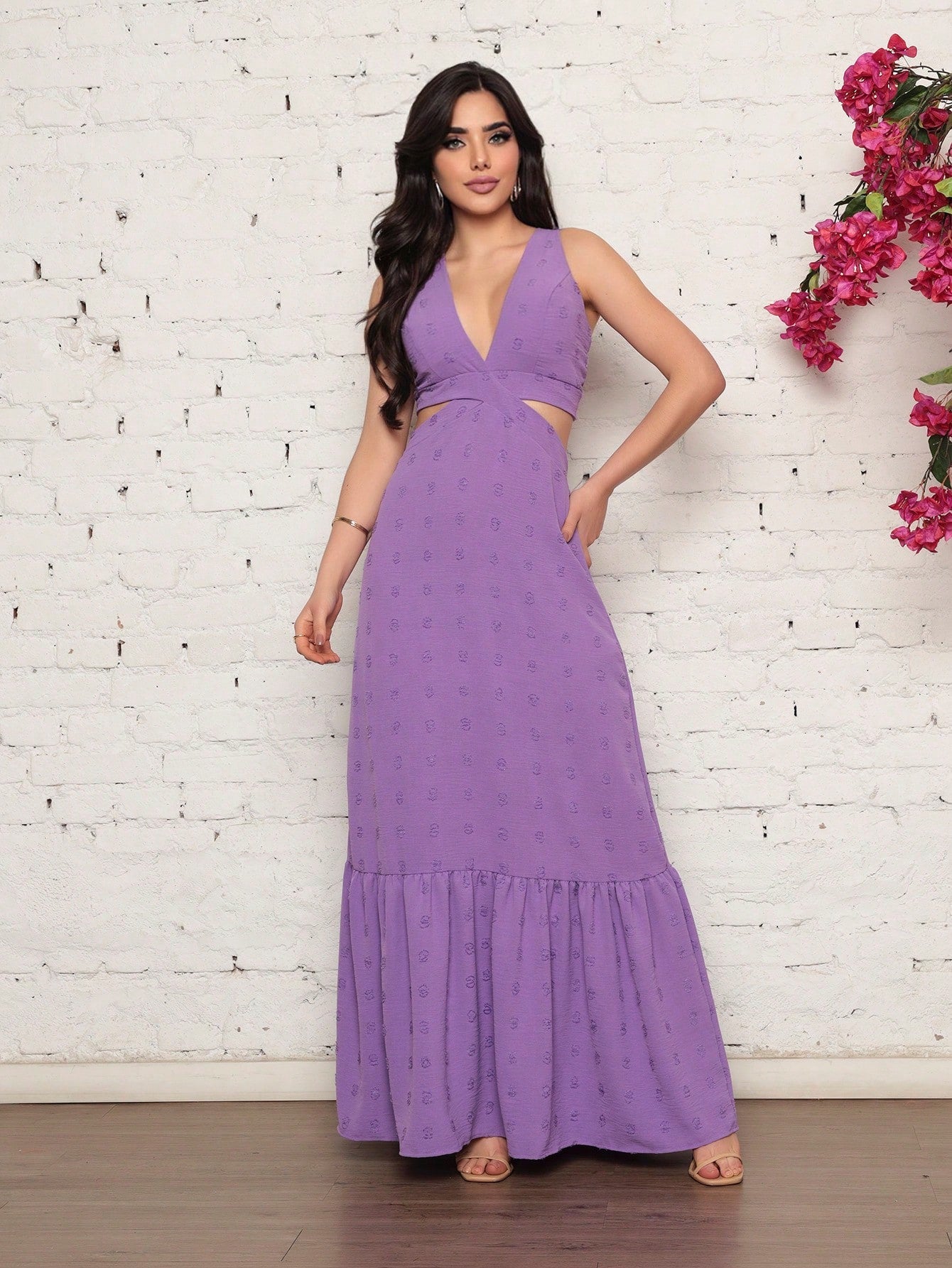 Long dress pipoca fabric dune crystal