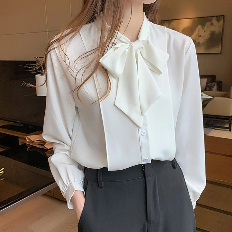 Azure Bow Tie Blouse - Livellia