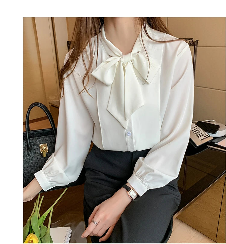 Azure Bow Tie Blouse - Livellia