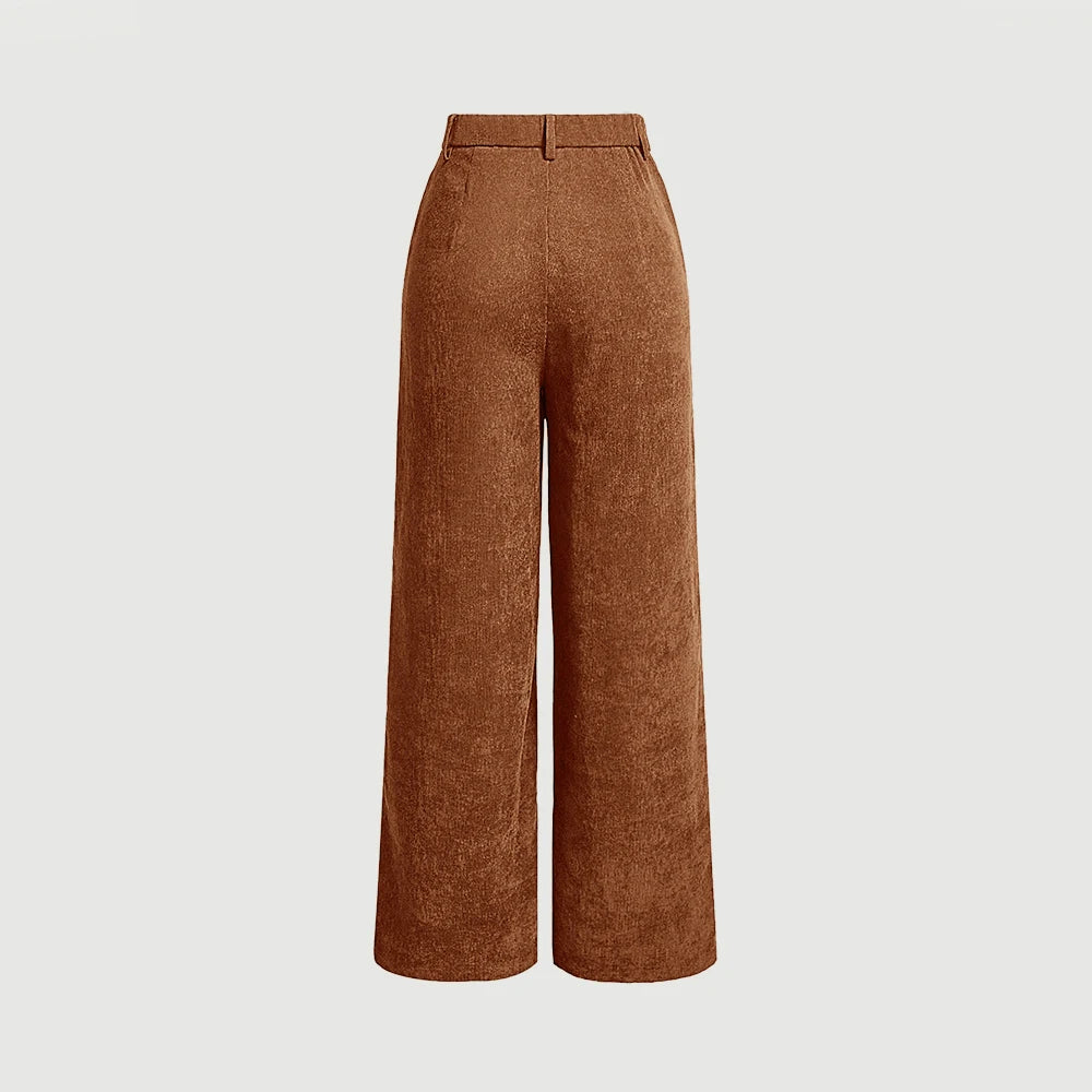 Mia Muse Women's High Waist Casual Pants Retro Vintage Pocket Full Length All Season Multi-Occasion Trousers