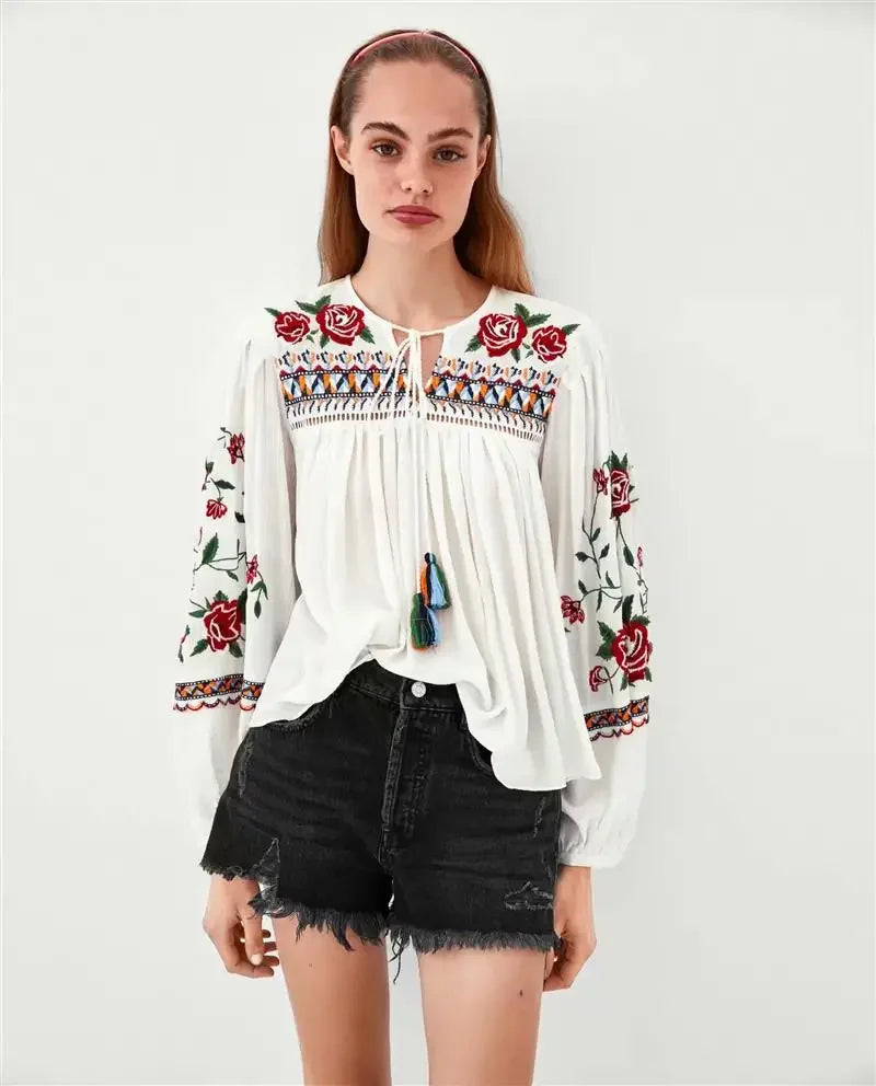Boho Embroidered Blouse - Livellia