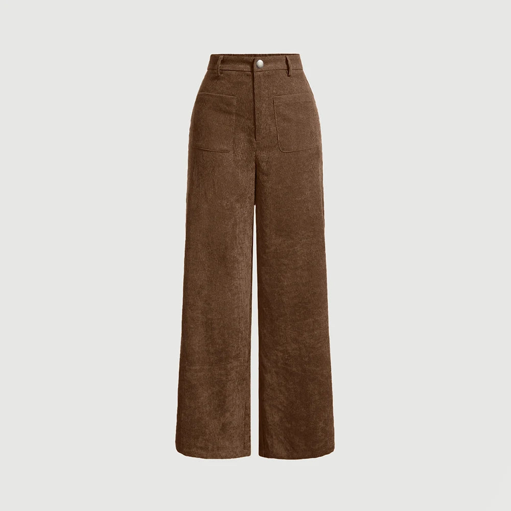 Mia Muse Women's High Waist Casual Pants Retro Vintage Pocket Full Length All Season Multi-Occasion Trousers