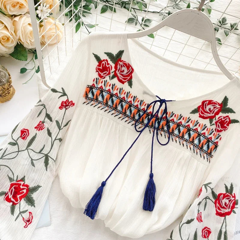 Boho Embroidered Blouse - Livellia
