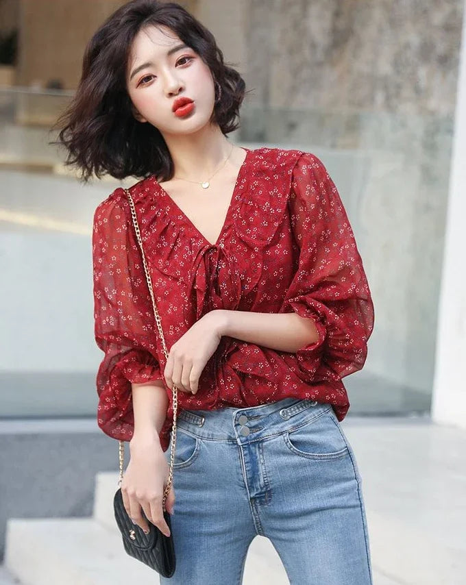 Blossom Puff Blouse - Livellia
