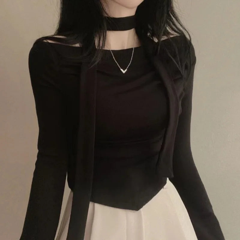 Asymmetric Scarf Pleated Top - Livellia