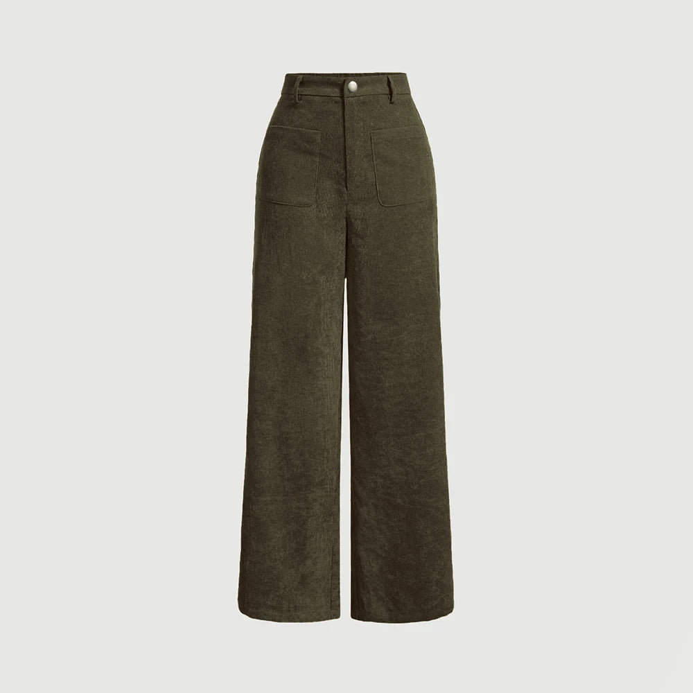 Mia Muse Women's High Waist Casual Pants Retro Vintage Pocket Full Length All Season Multi-Occasion Trousers