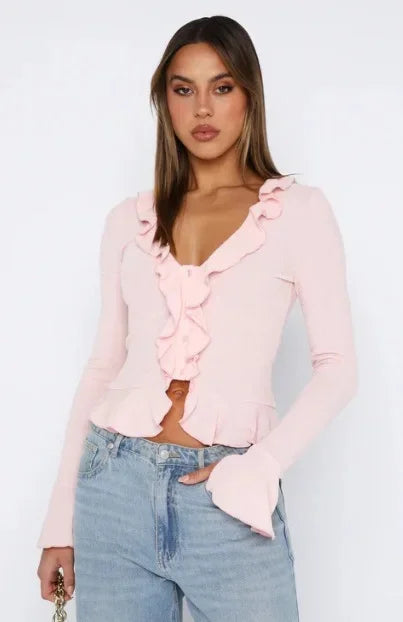 Boho Ruffle Draw Tee - Livellia