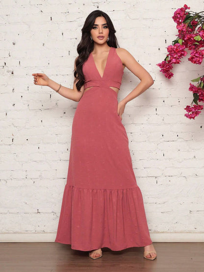 Long dress pipoca fabric dune crystal