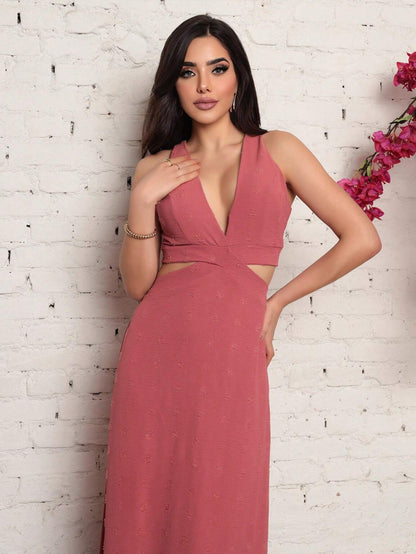 Long dress pipoca fabric dune crystal
