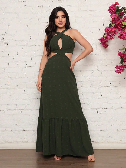 Long dress pipoca fabric dune crystal