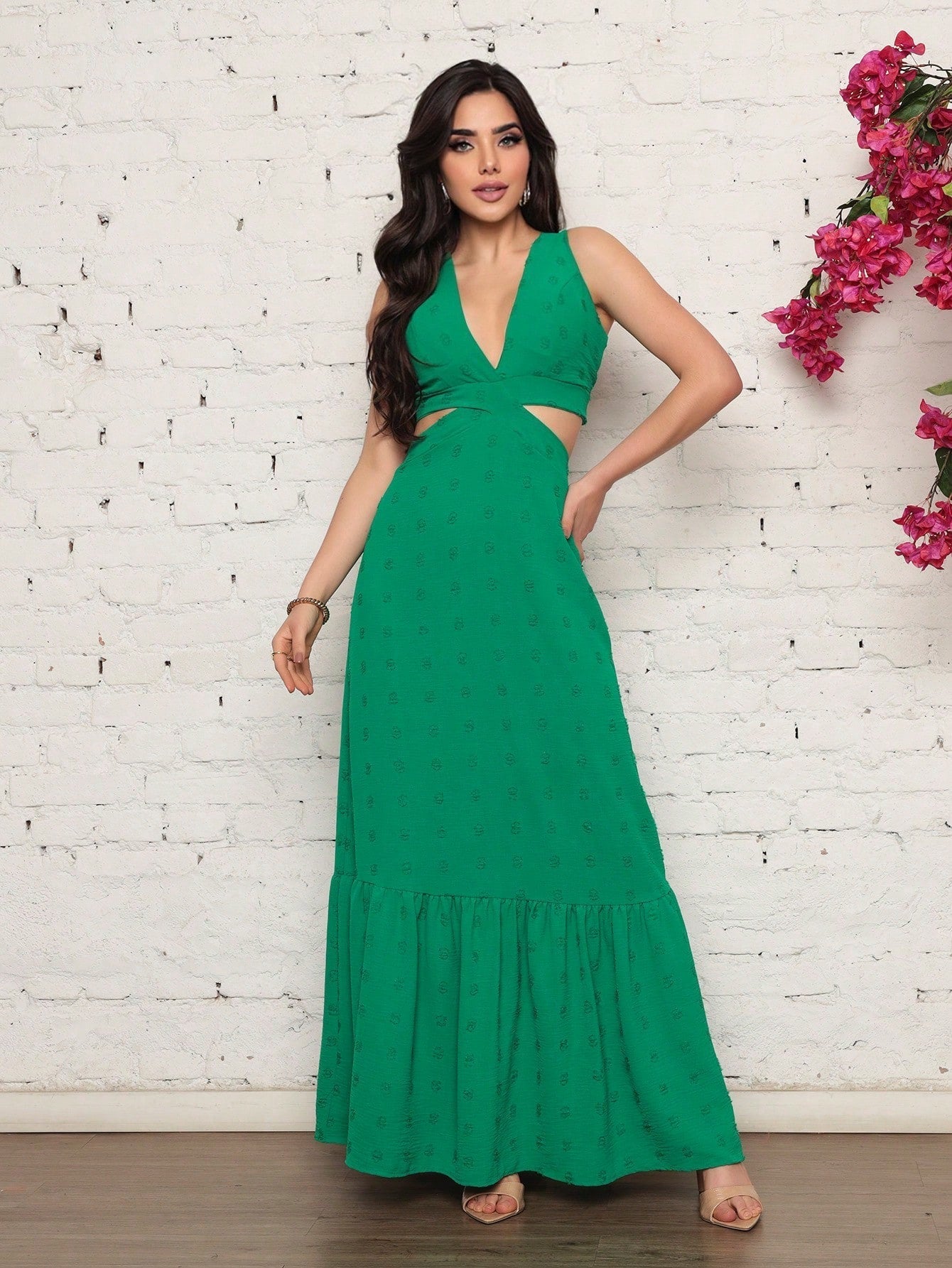 Long dress pipoca fabric dune crystal
