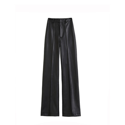 Black Classic High-Rise Leather Trousers