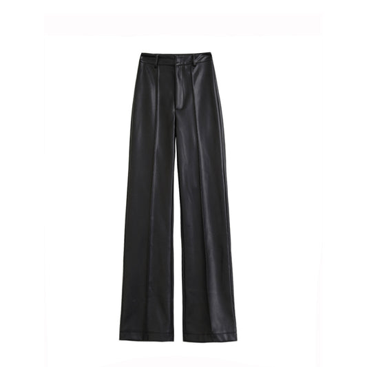 Black Classic High-Rise Leather Trousers