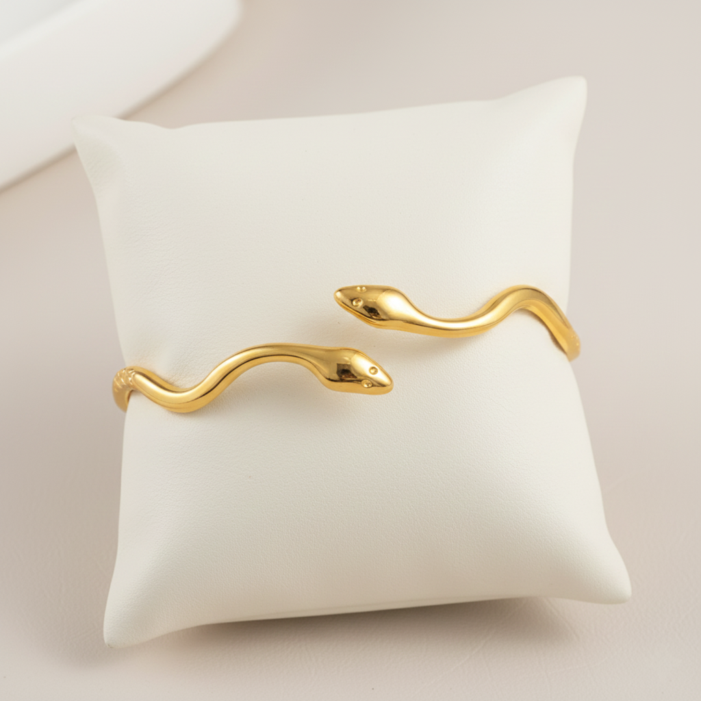 Niche Minimalist Open-end Gold Ripple Line Bracelet