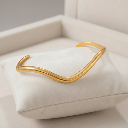 Niche Minimalist Open-end Gold Ripple Line Bracelet