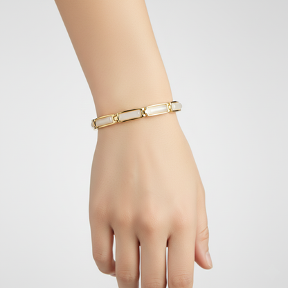 Geometric Rose Gold Opal Bracelet For Women