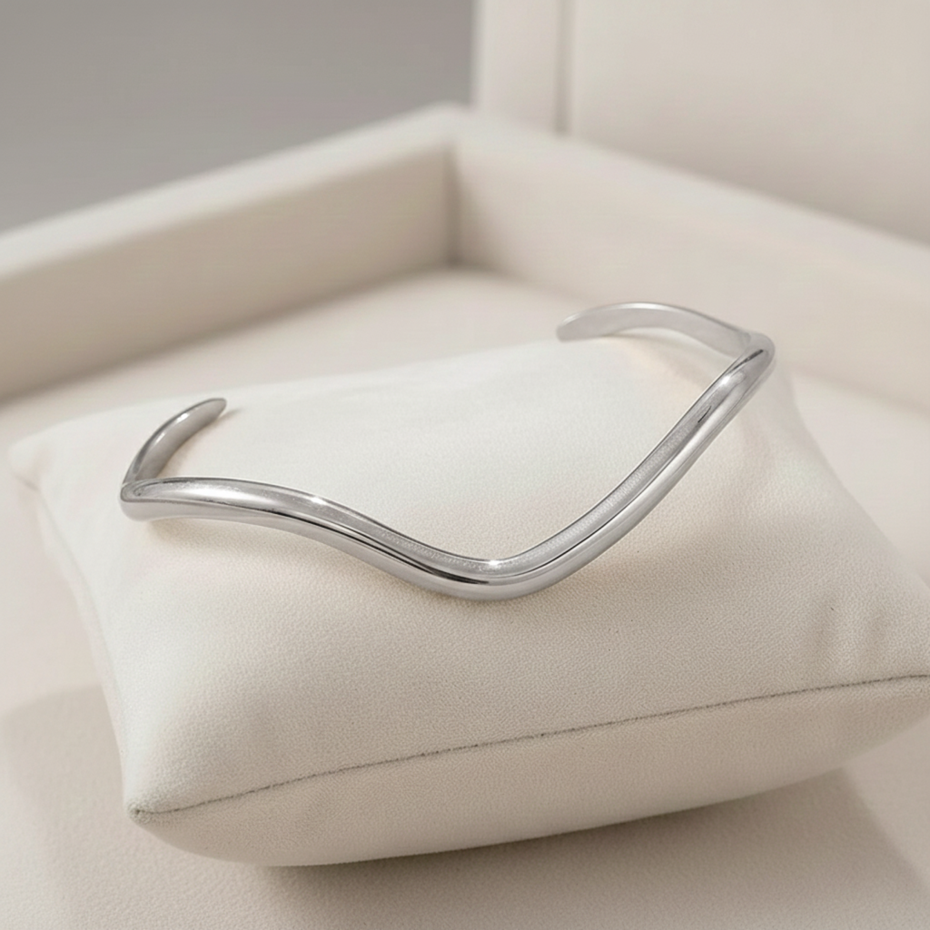 Niche Minimalist Open-end Gold Ripple Line Bracelet