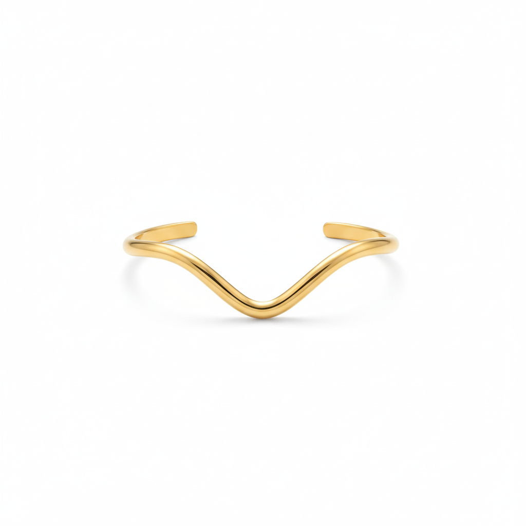 Niche Minimalist Open-end Gold Ripple Line Bracelet