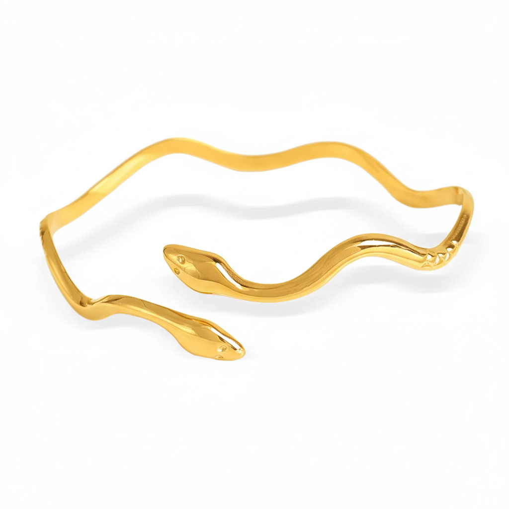 Niche Minimalist Open-end Gold Ripple Line Bracelet