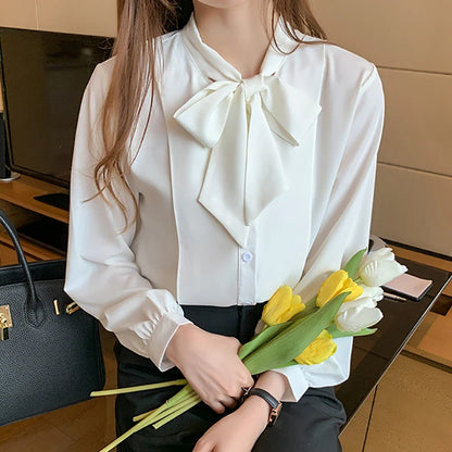 Azure Bow Tie Blouse - Livellia