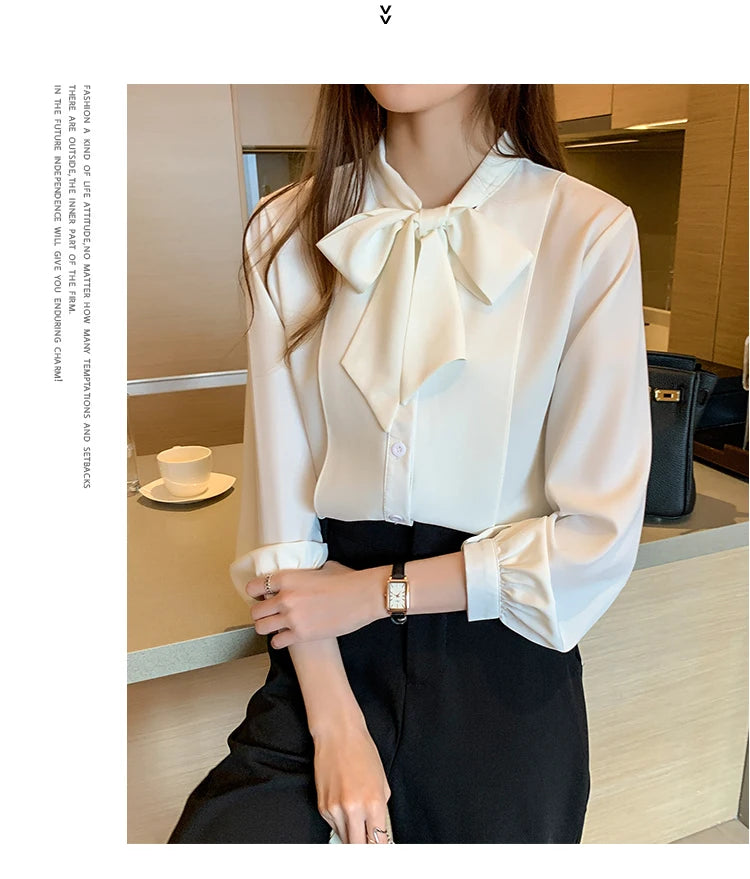 Azure Bow Tie Blouse - Livellia