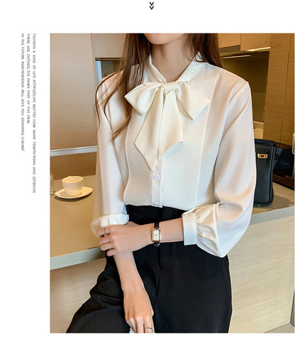 Azure Bow Tie Blouse - Livellia