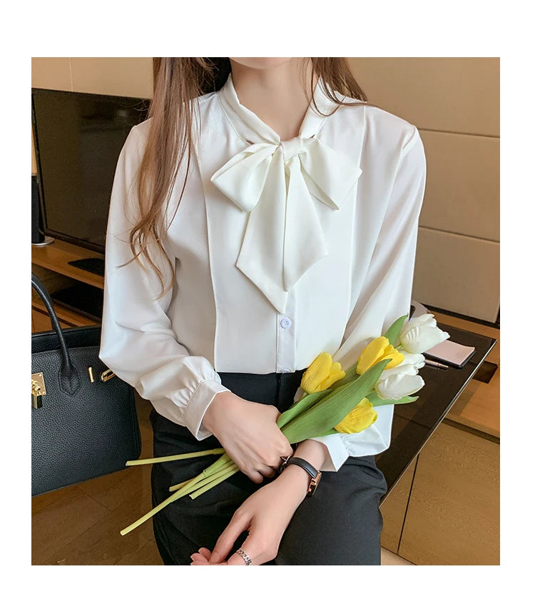 Azure Bow Tie Blouse - Livellia