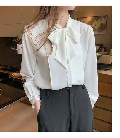 Azure Bow Tie Blouse - Livellia