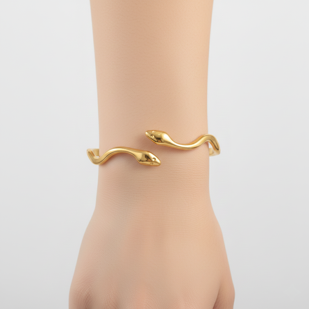 Niche Minimalist Open-end Gold Ripple Line Bracelet