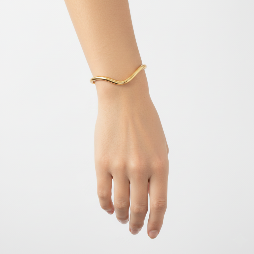 Niche Minimalist Open-end Gold Ripple Line Bracelet