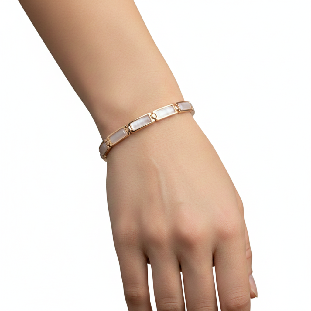 Geometric Rose Gold Opal Bracelet For Women