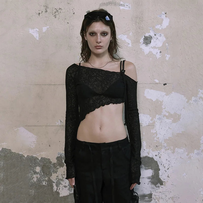 Asymmetric Lace-Up Top - Livellia