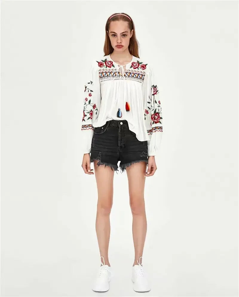 Boho Embroidered Blouse - Livellia
