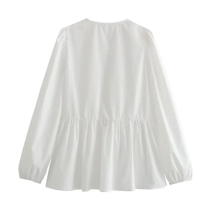 Vintage Puff Sleeve Ruffle Blouse - Livellia