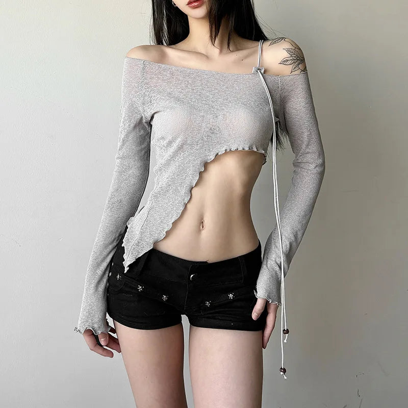 Asymmetric Lace-Up Top - Livellia
