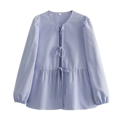 Vintage Puff Sleeve Ruffle Blouse - Livellia