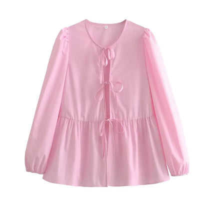 Vintage Puff Sleeve Ruffle Blouse - Livellia