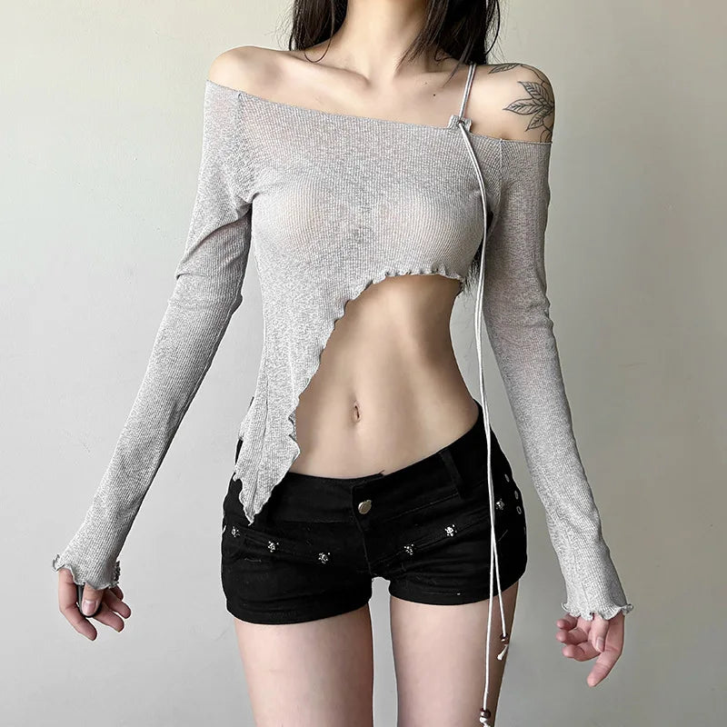 Asymmetric Lace-Up Top - Livellia