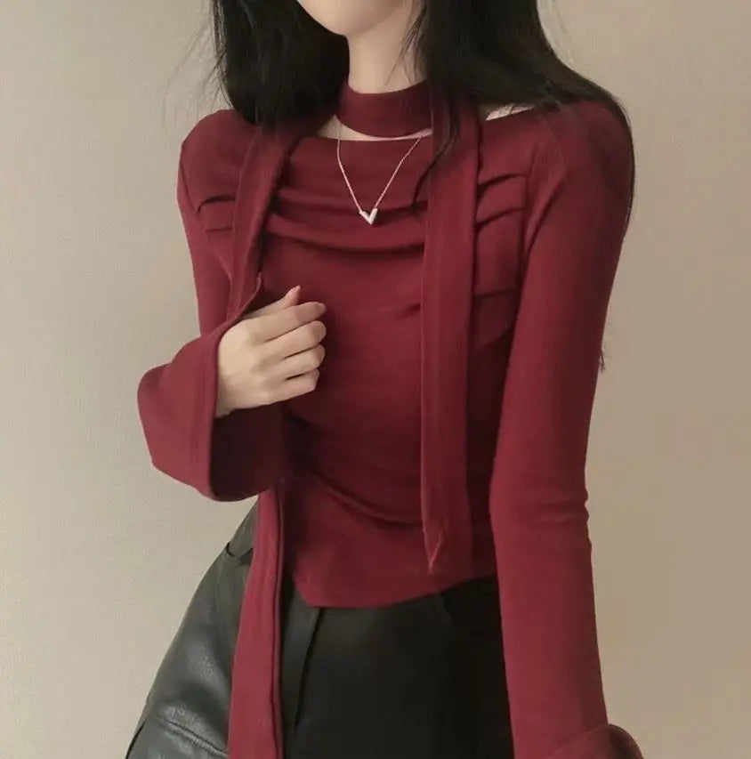 Asymmetric Scarf Pleated Top - Livellia