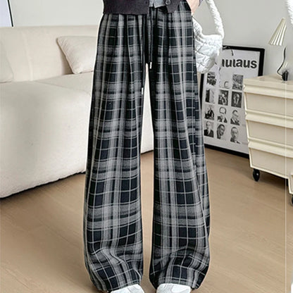 Plaid Chic High-Waist Trousers - Livellia