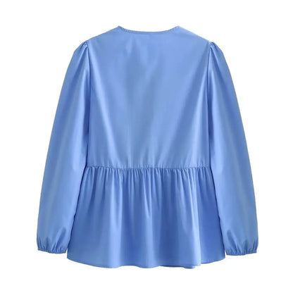 Vintage Puff Sleeve Ruffle Blouse - Livellia