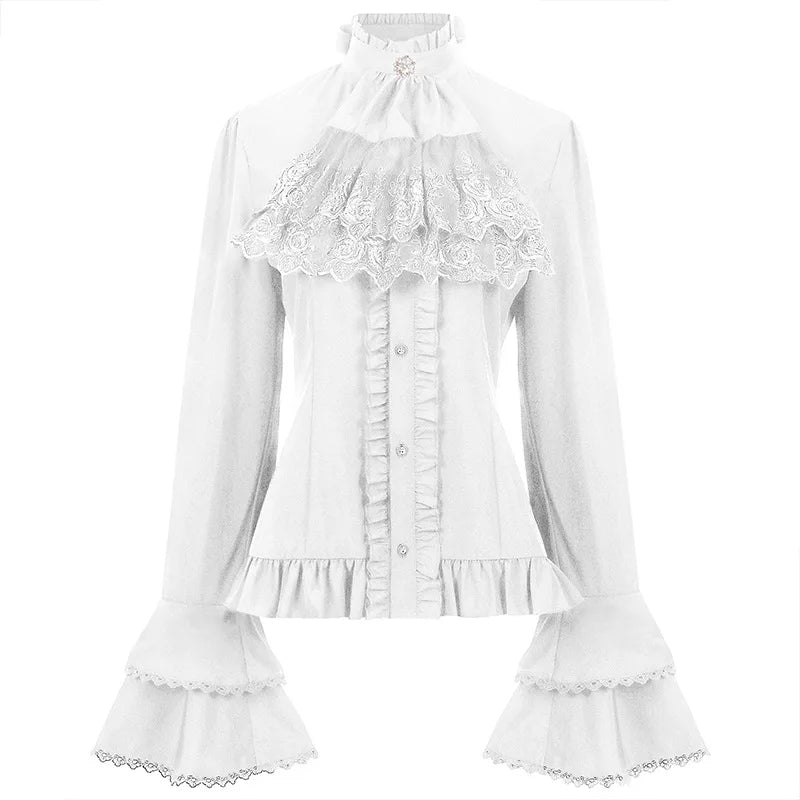 Elegant Gothic Aristocrat Lace Blouse - Livellia