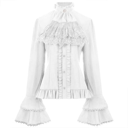 Elegant Gothic Aristocrat Lace Blouse - Livellia