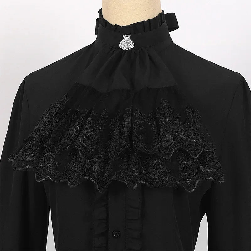 Elegant Gothic Aristocrat Lace Blouse - Livellia
