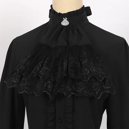 Elegant Gothic Aristocrat Lace Blouse - Livellia