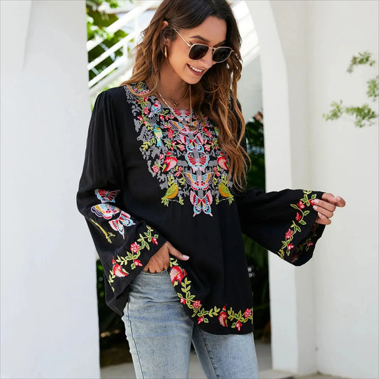 Boho Embroidered Blouse - Livellia