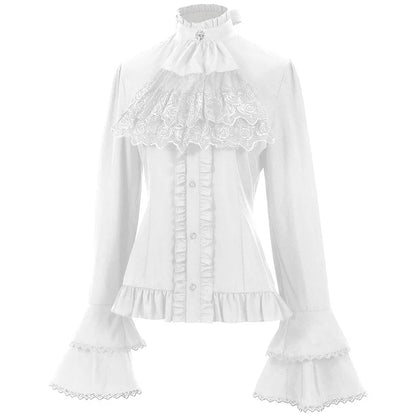 Elegant Gothic Aristocrat Lace Blouse - Livellia