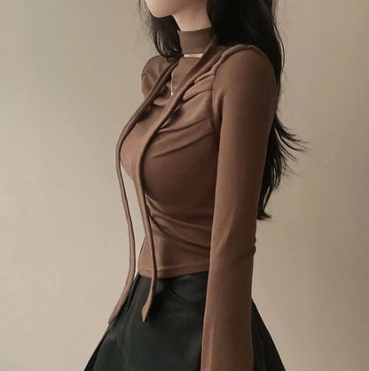 Asymmetric Scarf Pleated Top - Livellia