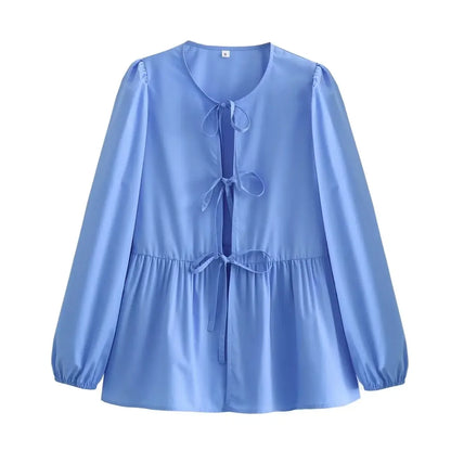 Vintage Puff Sleeve Ruffle Blouse - Livellia