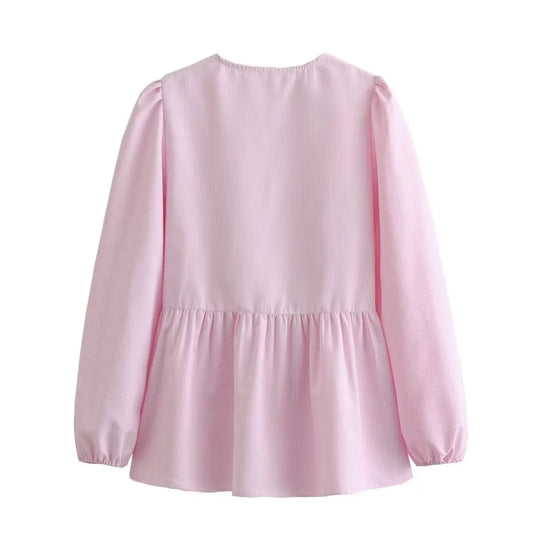 Vintage Puff Sleeve Ruffle Blouse - Livellia